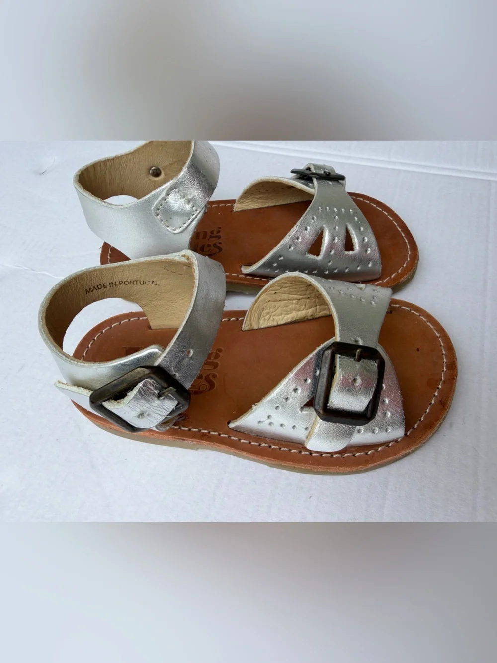 Young Soles Pearl Sandal Silver Leather Unisex Sandals | EU 23 US 7